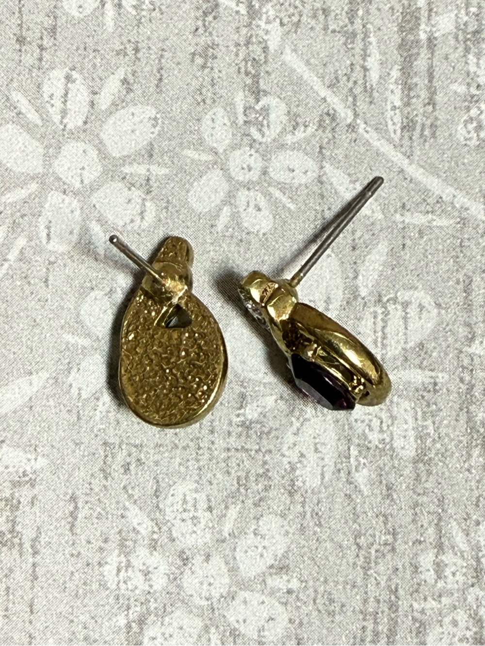 Teardrop Gemstone Stud Earrings - Picture 3 of 4